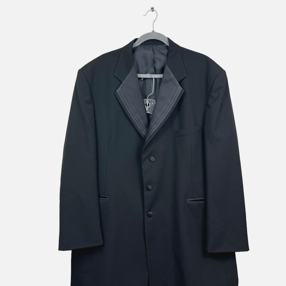 Dunhill Tuxedo After After Six Men 2 Pcs Suit Satin Trim 3Button Lined Black 46R - Picture 2 of 13